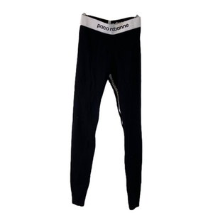 RABANNE BLACK LOGO-PRINT LEGGINGS - WOMEN size XS